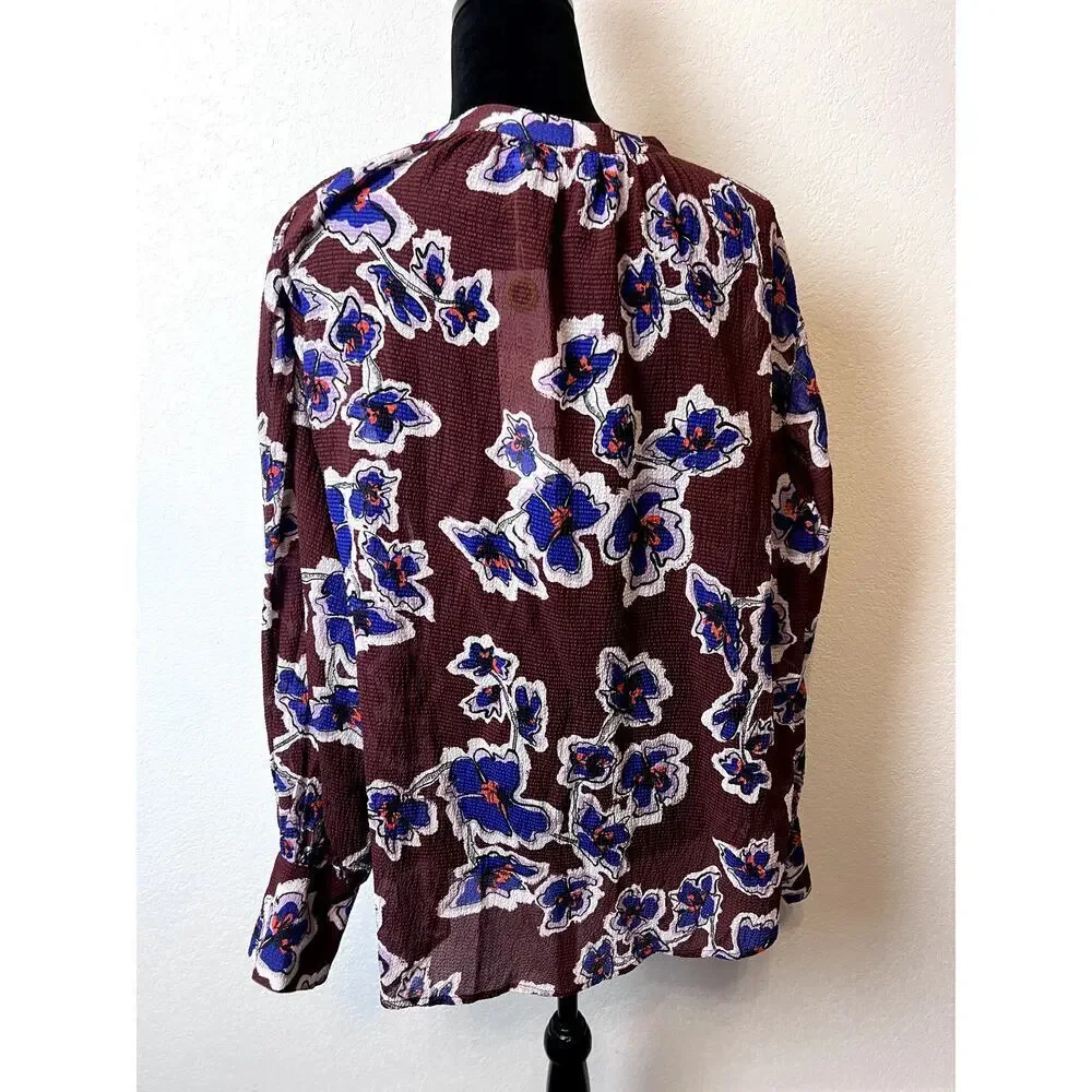 New Tanya Taylor Women's Briella Brown Floral Silk Top SZ 20